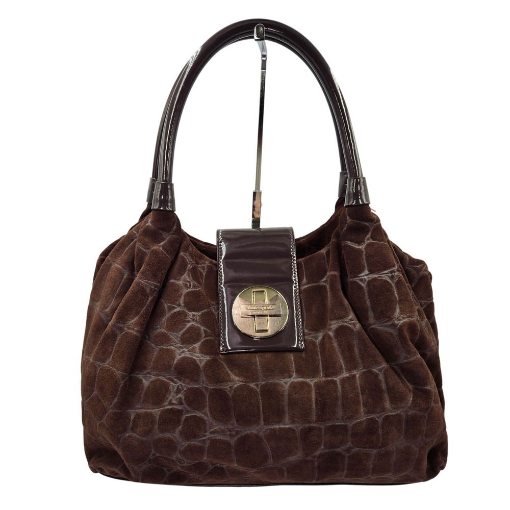 Kate Spade Brown Suede‎ Embossed Hobo Shoulder Bag Purse